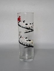 Libbey Glass Tumbler Tom Collins High Ball Fox Hunt Hound Dog Barware Vtg