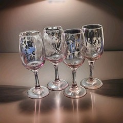 Arcoroc Rosaline Pink Swirl Oversized 7.25″ Wine Goblets France Set 9 Rare 1980