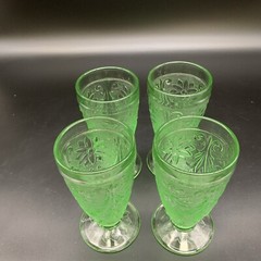 Set of 4 Tiara Green Sandwich Iced Tea Tumblers | Vintage Collectible Glassware
