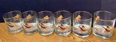 VTG WEST VIRGINIA GLASS FLYING PHEASANT BAR SET -PITCHER GLASSES & A (EZS000452)