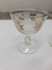 Set Of 5 Vintage 3 Flat Juice Glass 2 Sherbert Golden Foliage by Libbey Glass