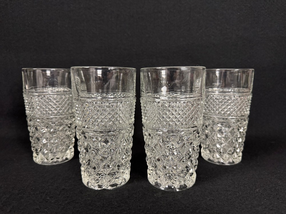 Vintage Anchor Hocking Wexford Glass Tumblers 5.5″ Tall 11 oz Set of 4