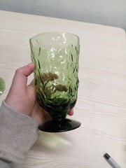 VTG Set of (4) Seneca Driftwood In Avocado Green Footed Tumbler Glasses