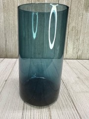 Vtg Tumbler Drinking Glasses Steel Blue Cylindrical Shaped Drinkware 6.5″ Set 4