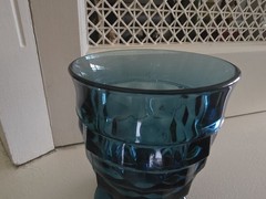 Vintage Set (2) Colony Whitehall Riviera Blue Footed Tumbler Glasses 4.25″ MCM