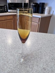 Amber Champagne Flutes Bell Shape Glasses W/ Clear Stems Holds 8oz. Set of 6