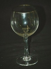 Long Stem Wine Goblet Platinum Trim Clear Glass 6-1/4″ Unknown Maker