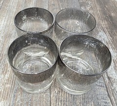 4 Pc Mid-Century Modern Queen’s Lusterware Silver Fade Lowball Glass Set