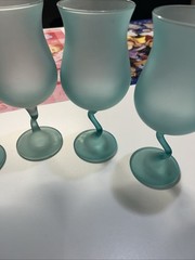 Set of 6 Vintage Libbey Z Stem Glasses Frosted Satin Pastel Wine Drinkware Party