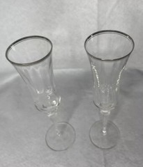 MIKASA Jamestown Clear (Platinum Trim) Champagne/Tall Sherbet/Fluted Champagne 2