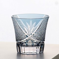 Ink Blue Edo Kiriko Crystal Bohemian Hand Cut Cased Whiskey Glass 220ml/8oz 1pc