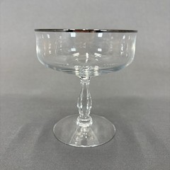 Noritake Rhythm Crystal Champagne Sherbet Glass 4 3/8″ Set of 4 Platinum Trim