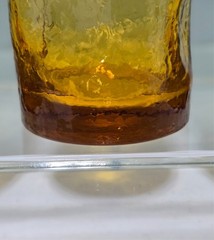 4 Morgantown THUMBPRINT Amber Glass Tumblers Textured Dimpled Pinched 6″ Golden