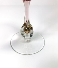 Set of 8 Vintage Josef Stanik Crystal Wine Glass w/ Gold Ball in stem & Gold Rim