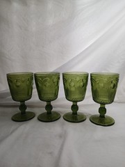 Vintage Bartlett Collins St Genevieve Manhattan Green Water Goblets Set of 4 MCM