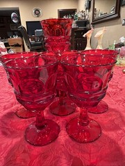 Exquisite Fostoria Ruby Red 6.5” Vintage Argus Stemmed Goblets. Ex Condition