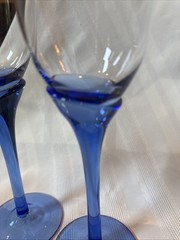 Translucent Cobalt, Blue Stemmed Wine glasses 9 In H. Elegant! Set Of 3