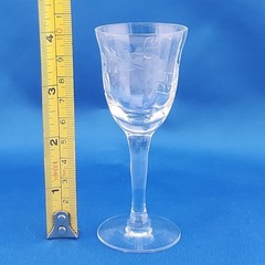 Set Of 4 Vintage Optic Etched Floral Crystal Cordial Shot Glasses 4-1/8″
