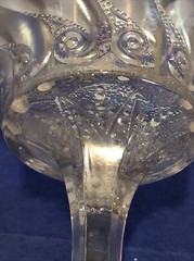 Vintage White Iridescent Carnival Glass -Question Mark-5” Compote By Dugan