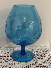 Blue Large Decorative Glass Stemmed Brandy Shape