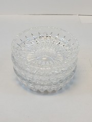 3 Crystal Candy Dishes Diamond Cut Pattern Beautiful Design