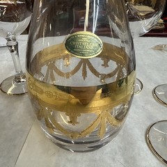 Mint Set of 6 Cristallerie Italian Gold Encrusted Crystal Goblets With decanter