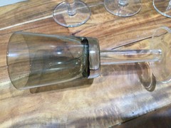 Set of (4) DENBY drama ? smokey green grey Crystal Glassware, 8»