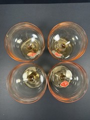 Set 4 Vintage Bryce Hand Blown Amber Coupe Champagne Glasses Stemware Original