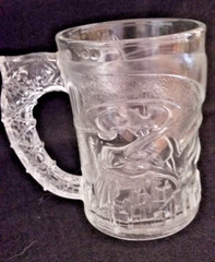 1995 DC COMICS McDonalds BATMAN FOREVER 3D Art Pressed Glass MUG CUP Vintage