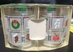4 NEW VTG LIBBEY CHRISTMAS Tumblers OLD FASHIONED GLASS Party Christmas in July