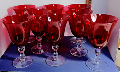 Ruby Red Goblets Home Essentials 14oz Water Wine Glasses 7.25″ Hand Blown SET 2