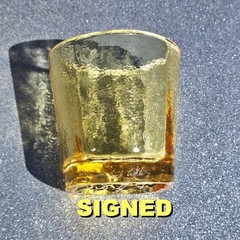 🍋 Heavy Bottom Scuffs 🍋 Citrus On The Rocks Glass 🍋 Signed 🍋 Fire and Light