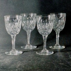 WEBB THOMAS NORMANDY SHERRY GLASSES, Cut Crystal, 4 3/4″, 3 Oz, ENGLAND, 4PCS