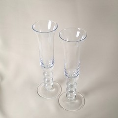 Qualia Crystal Champagne Flutes Elegant Set Bubble Stem Toasting Glasses 9.6″