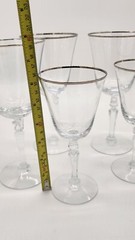 Fostoria Glass Platinum Band Engagement Wine Stem Used Condition 6 Pieces