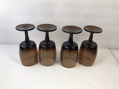 Two 2 MCM Gorham Crystal Accent Brown Wine Glasses 6 oz