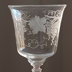 19th century Salviati Venetian etched goblet gold glitter twisted stem 16 cm