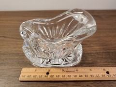 Crystal Sleigh 24% Lead Int Silver Co Christmas Candy Trinket Dish Winter Figure