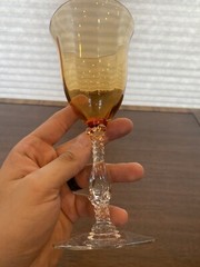 STUNNING SET(9) VTG CAMBRIDGE Glass Amber Panel Optic Water Goblets 8.25″H