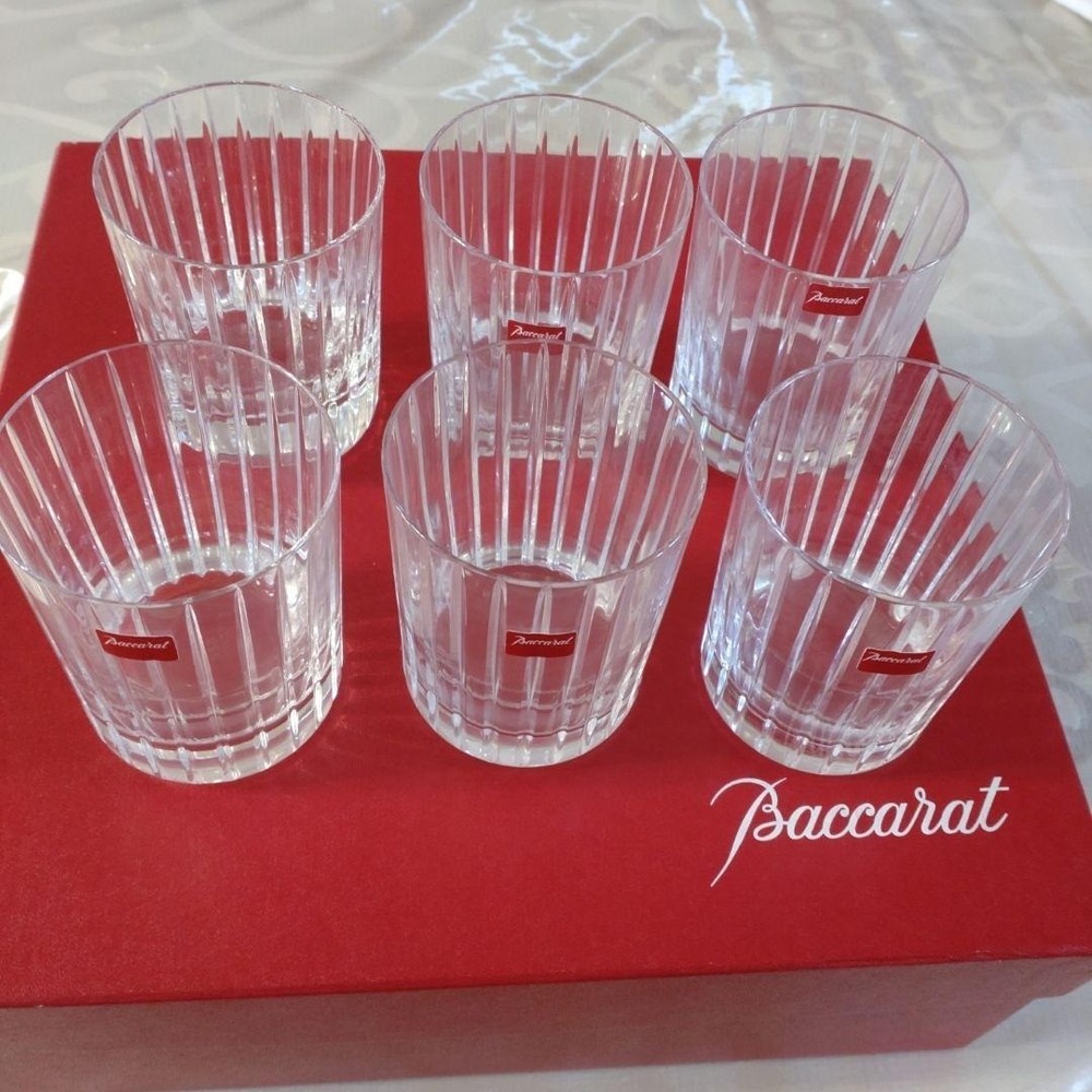 Baccarat Harmony Whiskey Glasses Set of Six Crystal Tumblers Boxed Unused Gifted