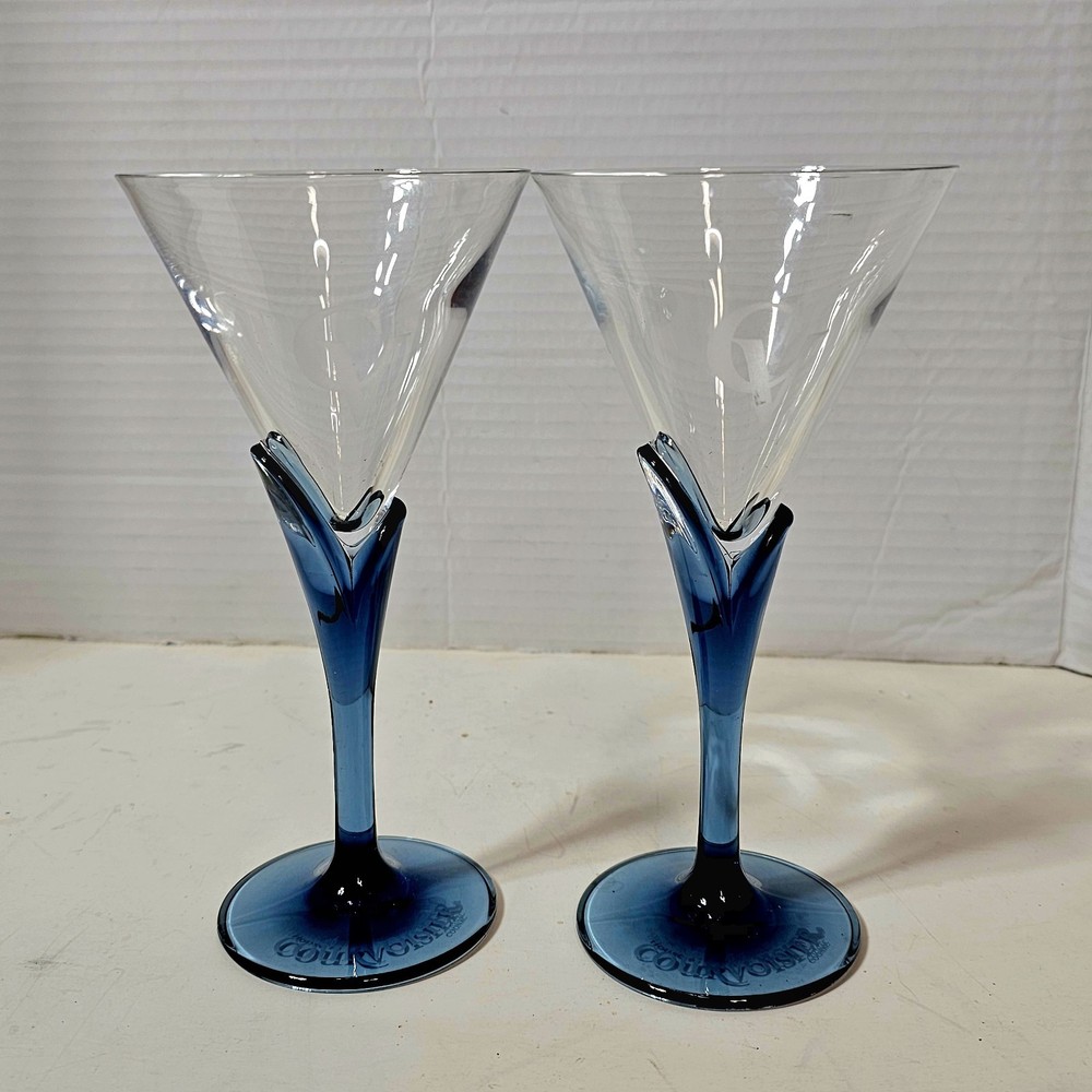 House of Courvoisier Cognac Martini Glasses Luigi Bormioli Blue Tulip Stem (2)