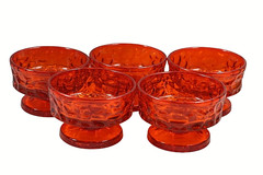 Vintage Fostoria Pebble Beach Flaming Orange Footed Sherbet MCM Glass