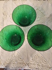 4 Fostoria Colonial Dame Emerald Green Champagne/Cocktail Glasses Barware
