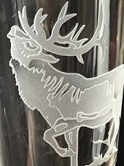 Vintage Perry Coyle Signed Etched Stag Crystal Pilsner Beer Glass 9″