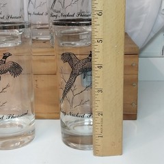 Set Of 8 Vintage Silver Rimmed Federal Glass Wild Game Bird Pheasant Glasses