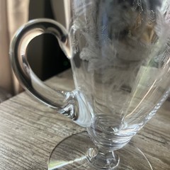 Vintage Handled Iced Tea Glass Pattern Floral Etched 6″