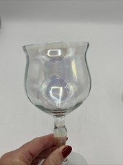Iridescent Clear Wine Glass Goblet 6 1/2″ Tall Lot of 2