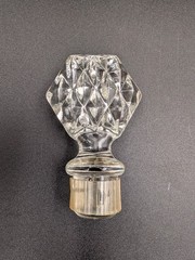 Vintage Indiana Glass Diamond Point Clear Decanter w/ Stopper and 6 Wine Glasses