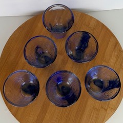Bormioli Rocco Murano Cobalt Blue Swirl Glass Tumblers Set 6 Made in Italy 4.5