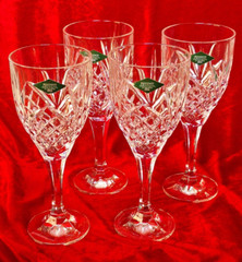 4 Shannon Dublin Crystal Lead Crystal 8″ Wine Glasses Slovakia 24% Lead Crystal